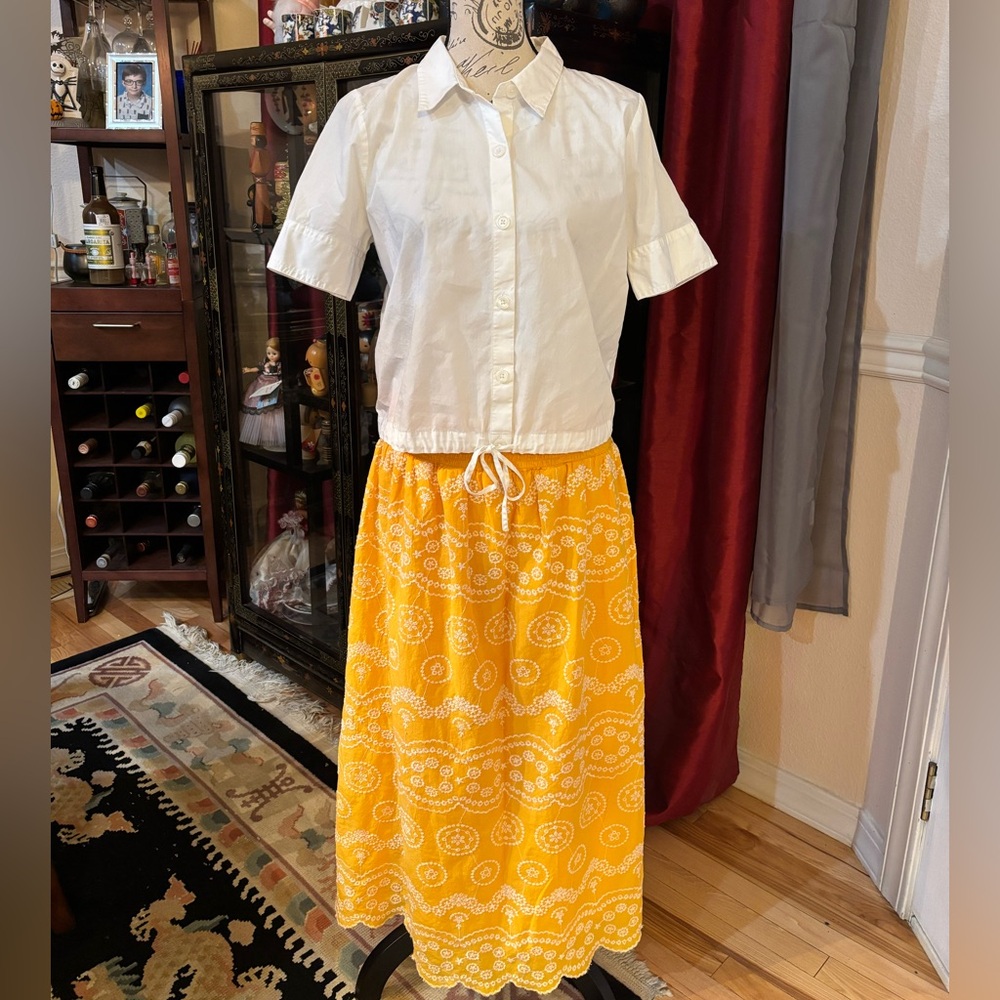 Collections Etc Embroidered Scalloped Edge Skirt